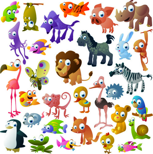 Vivid Cartoon Animals vector material 02 material cartoon animal cartoon animals Animal   