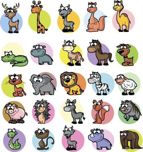 Cute wild animal cartoon style vector 06   