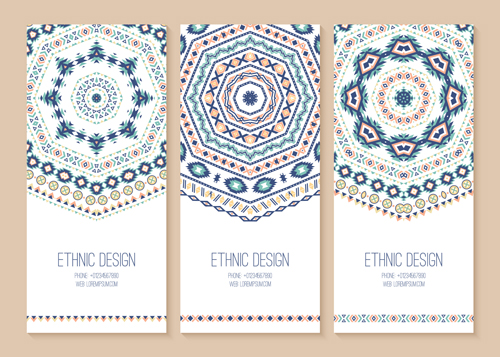 Ethnic pattern cards design vectors 02 Pattern card pattern ethnic cards   