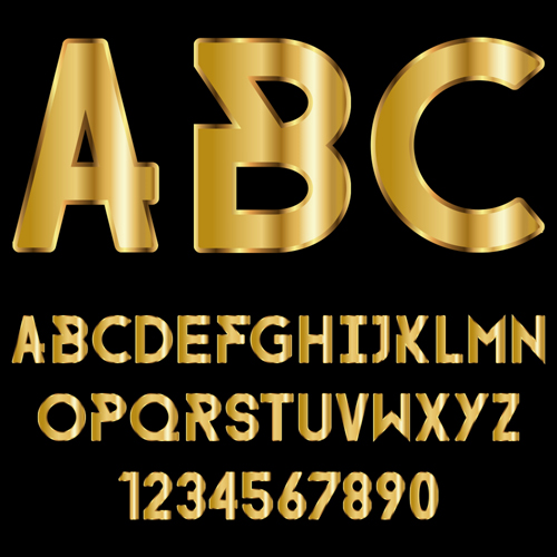 Glossy golden alphabet and numbers vector 01 numbers golden glossy alphabet   
