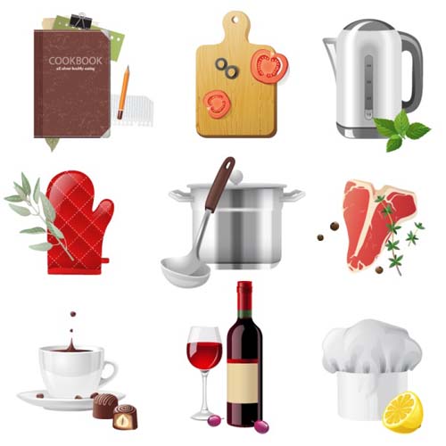 Exquisite kitchen supplies with notebook vector supplies notebook kitchen exquisite   