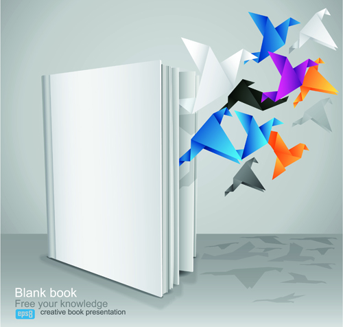 Creative Book with Origami birds design vector 02 origami creative book birds bird   