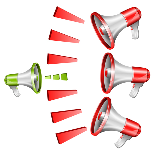 Green with red megaphone design vectors red megaphone green design   