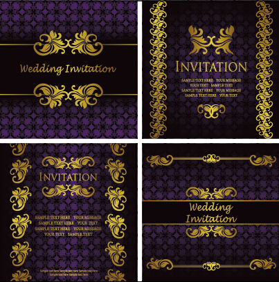 Ornate gold ornament invitation card background vector 04 ornament invitation gold card background card   