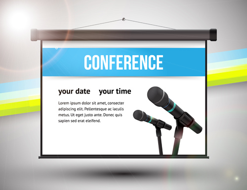 Conference microphones business template vector 02 template microphone conference business   