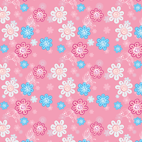 Children seamless pattern with flower vector 01 seamless pattern flowers   