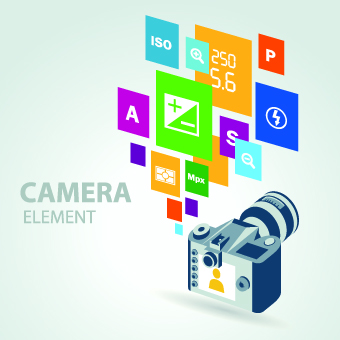 Camera with colorful background vector 05 colorful background colorful camera background vector background   