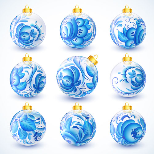 Blue floral christmas ball creative vector 06 creative Christmas ball christmas blue ball   