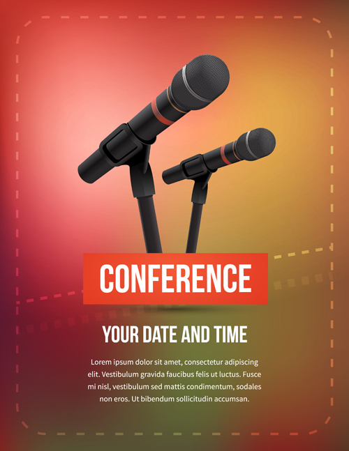 Conference microphones business template vector 05 template microphone conference business   