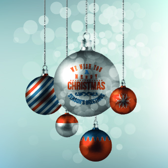 2014 Merry Christmas decor ball vector background 04 Vector Background merry christmas 2014   