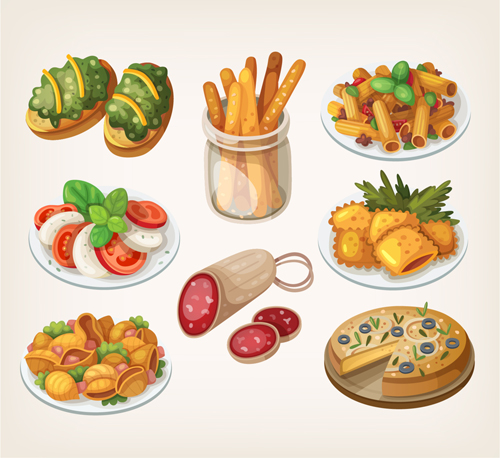 Set of food illustration vectors material 05 illustration food   