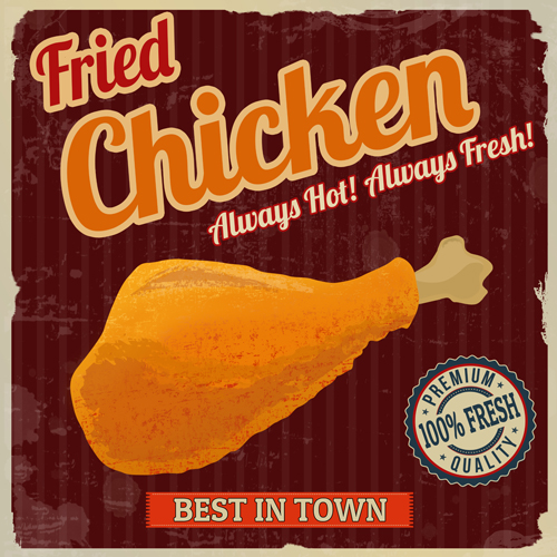 Fried chicken poster vector material 09   