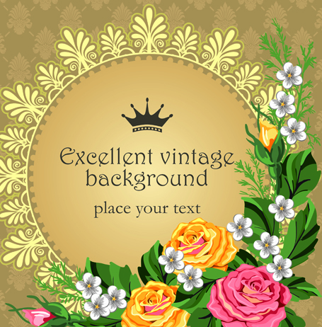 Set of Frame with flowers luxurious vector background 04 luxurious flowers flower   