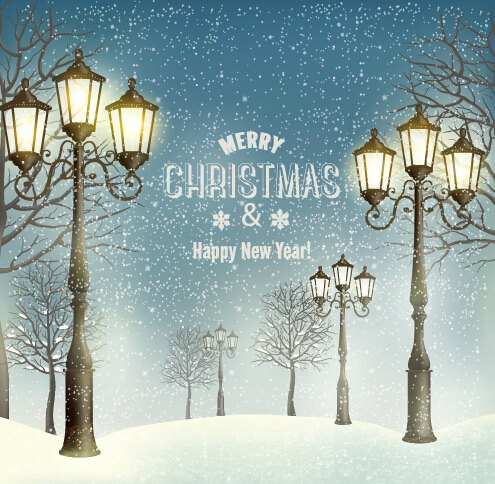 2015 christmas street lamp and snow background 01 street lamp christmas background   