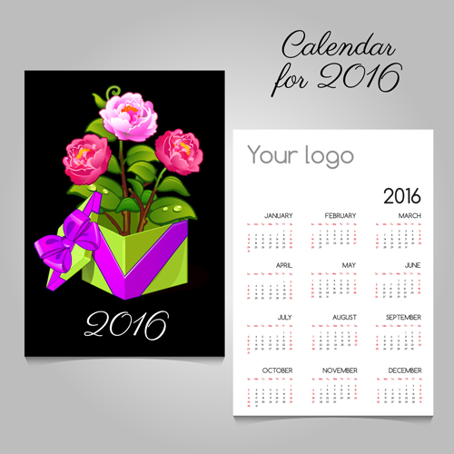 2016 calendars with christmas cards vector set 06 christmas cards calendars 2016   