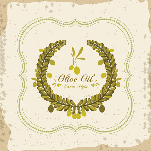 Olive oil retro frame vector set 03 Retro font olive oil olive oil frame   