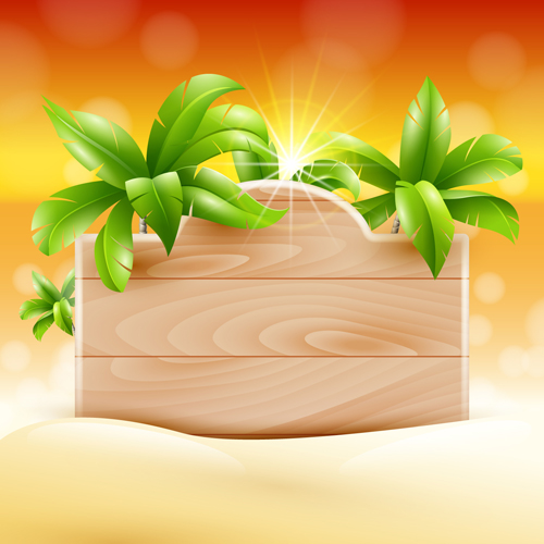Coconut tree and Wooden Boards vector 02 wooden wood coconut board   