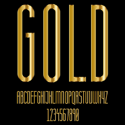 Glossy golden alphabet and numbers vector 07 numbers golden glossy alphabet   