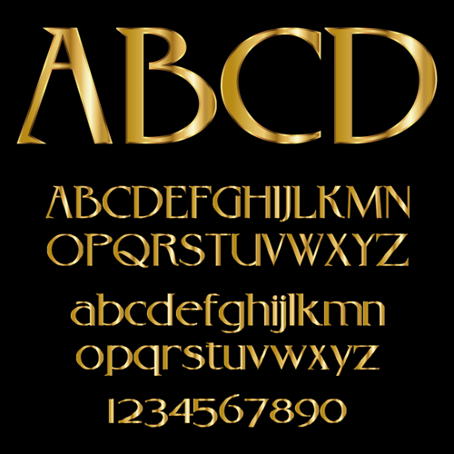 Glossy golden alphabet and numbers vector 04 numbers golden glossy alphabet   