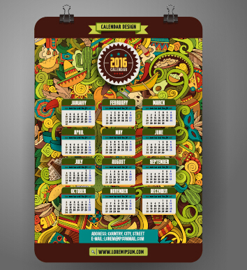 2016 Calendar with ornaments pattern vector 17 pattern ornaments calendar 2016   