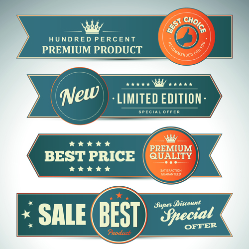 Retro style sale banners set vector 02 sale Retro style Retro font banners banner   