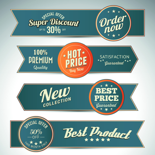 Retro style sale banners set vector 01 sale Retro style Retro font banners banner   