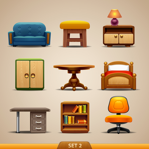 Shiny modern furniture icons vector 02 shiny modern icons icon furniture   