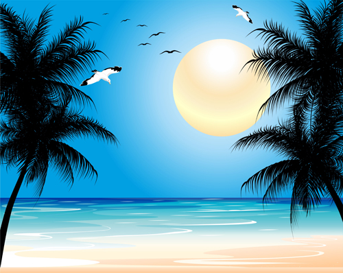 Beautiful Tropic landscape vector 03 Tropic landscape beautiful   