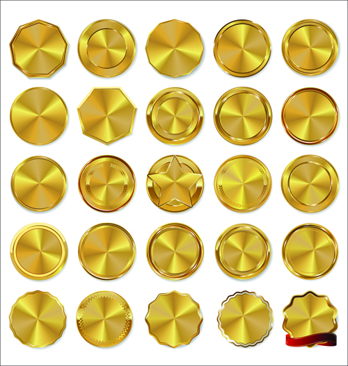 Blank gold badges vector material 01 material blank badges badge   