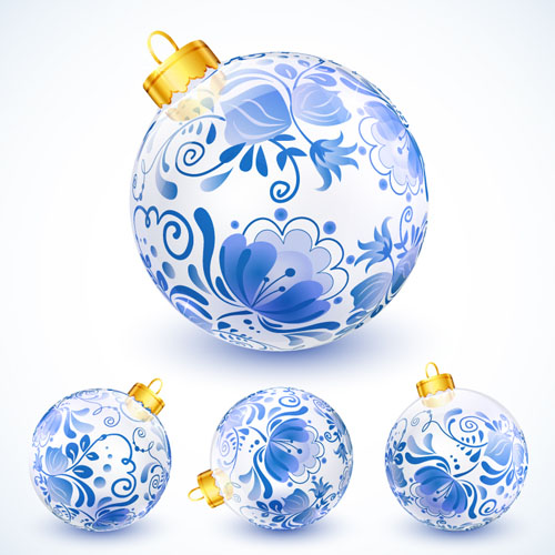 Blue floral christmas ball creative vector 04 floral creative Christmas ball christmas blue ball   