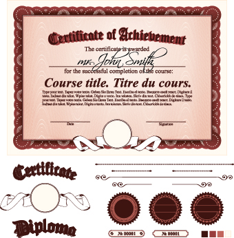 Diploma Certificate Template and ornaments vector 02 ornaments ornament diploma certificate template certificate   