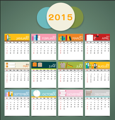 simple grid calendar 2015 vector set 03 simple grid calendar 2015   