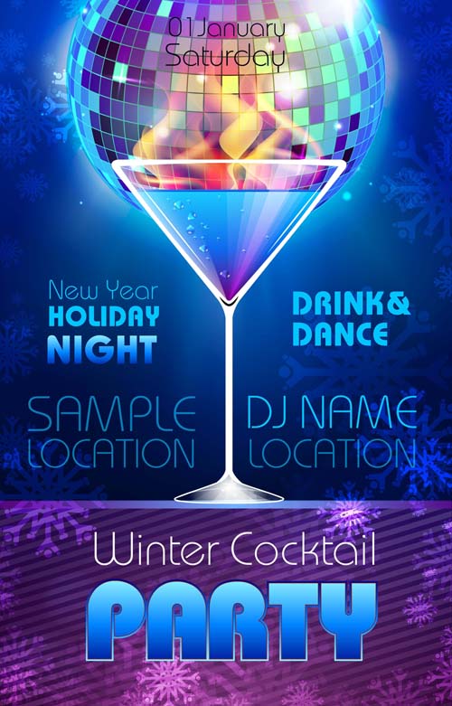 Romantic club cocktail party flyer vector material 04 romantic party flyer cocktail   