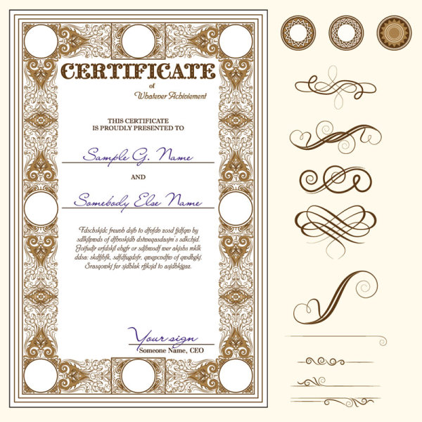 Certificate template and Decoration Borders design vector 06 decoration certificate template certificate borders   