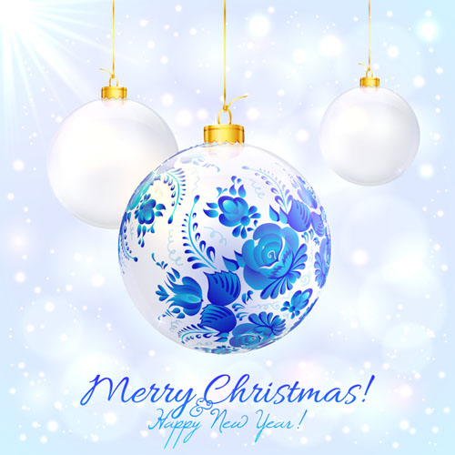 Blue floral christmas ball art background vector 03 floral Christmas ball christmas blue background   