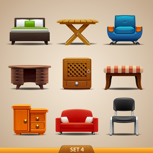 Shiny modern furniture icons vector 03 shiny modern icons icon furniture   