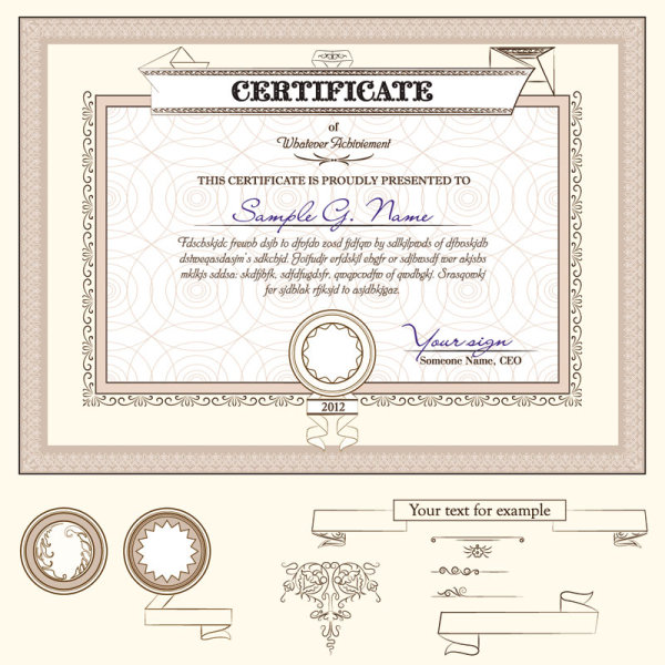 Certificate template and Decoration Borders design vector 02 decoration certificate template certificate borders   