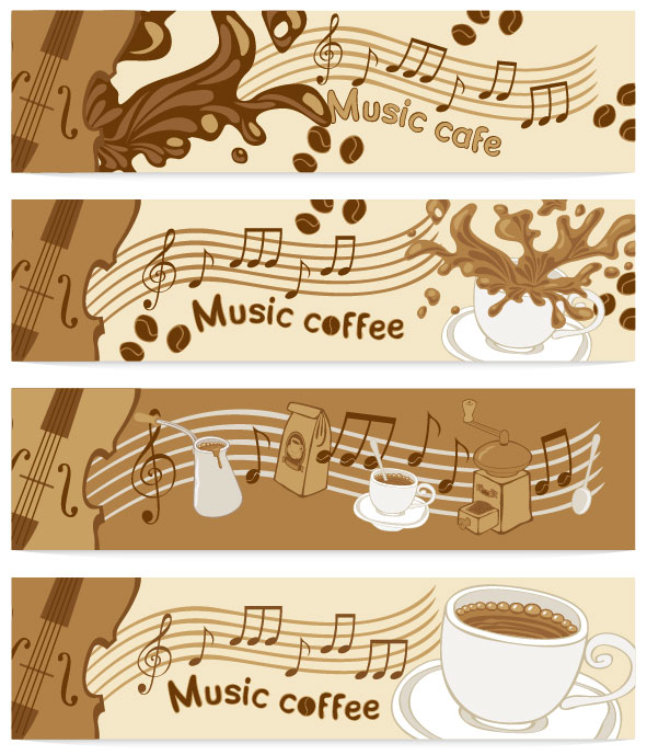 coffee and music elements banner vector music elements element coffee banner   