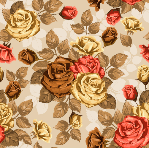 Retro styles roses seamless pattern vector 04 roses Retro style Retro font pattern vector pattern   
