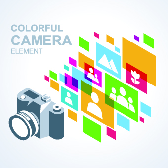 Camera with colorful background vector 03 colorful background colorful camera background vector background   