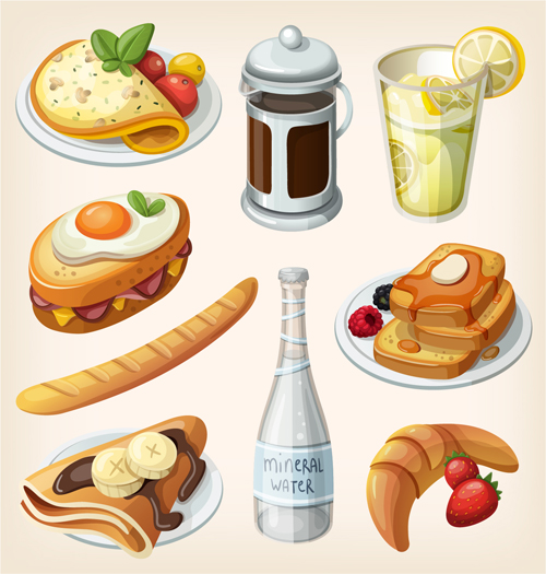 Set of food illustration vectors material 03 material illustration food   