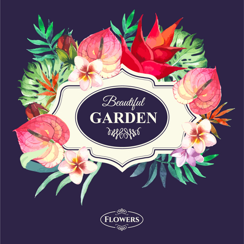 Garden flower frame design art vector 15 garden frame flower   