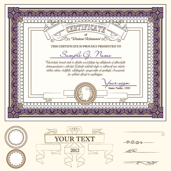 Certificate template and Decoration Borders design vector 01 decoration certificate template certificate borders   