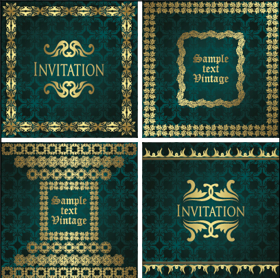 Ornate gold ornament invitation card background vector 01 ornament invitation gold card background card   