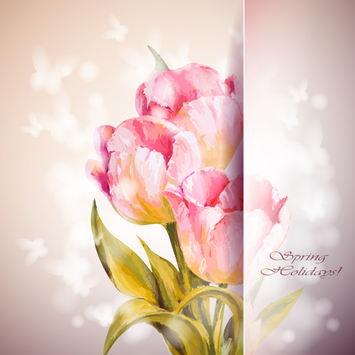 Pink flower hand drawn backgrounds vector 07 pink hand flower drawn backgrounds   