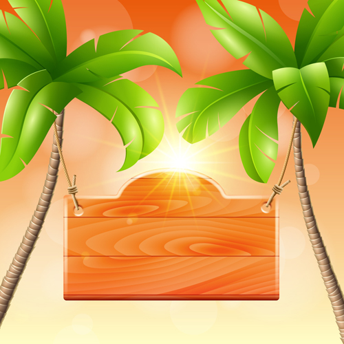 Coconut tree and Wooden Boards vector 03 wooden wood coconut board   