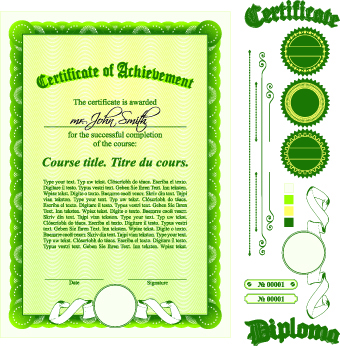 Diploma Certificate Template and ornaments vector 01 ornaments ornament diploma certificate template certificate   