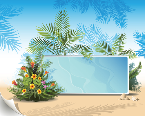 Tropical plants with billboard vector design 03 tropical plants plant billboard   
