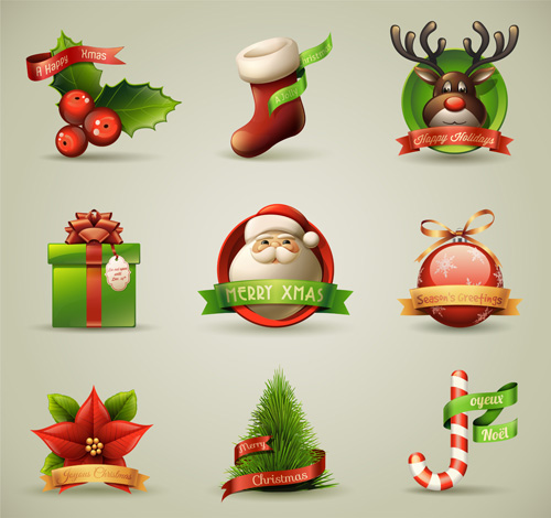 Various Xmas accessories elements vector set 02 xmas Various elements element accessories   