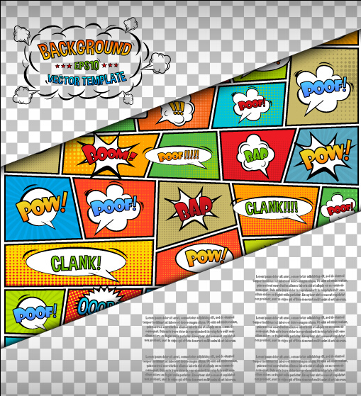 Cartoon speech bubbles with background template vector 05 31938   